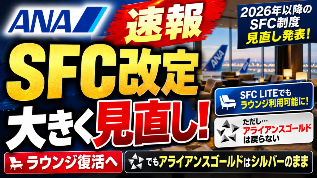 【ANA SFC改定見直し最終決定】300万円未満でもラウンジ利用可能へ｜SFC LITE・PLUSの違いを解説